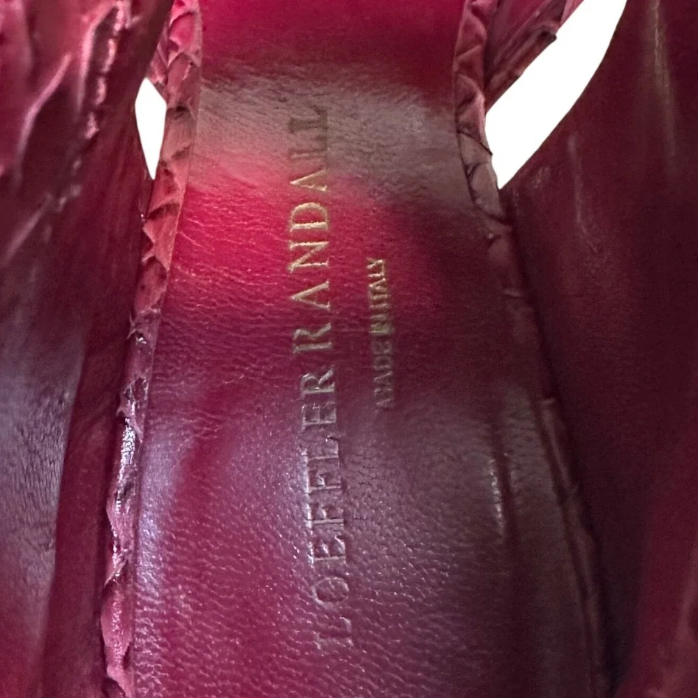 Loeffler Randall Burgundy Snakeskin‎ Embossed Leather Shooties Heels Size 6.5B